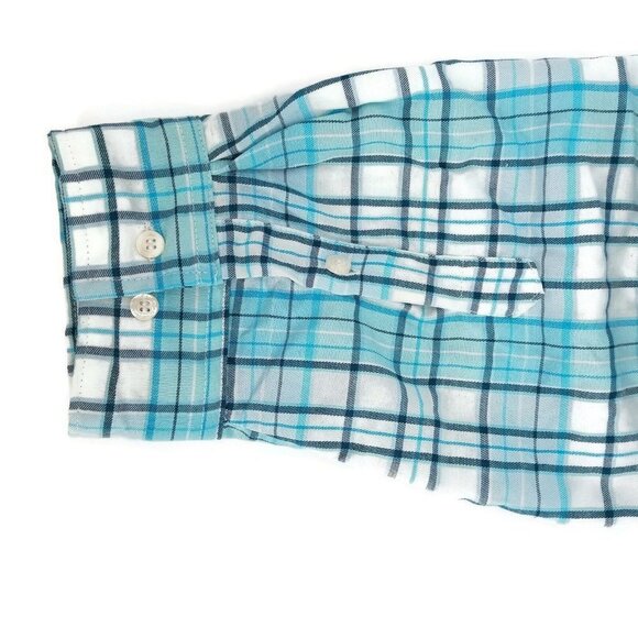 Sahara Club Mens Button Front Shirt Blue White Plaid Flap Pockets Collar 3XL New - Picture 8 of 8